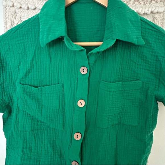 Crinkle cuffed sleeve button up - Picture 6 of 7